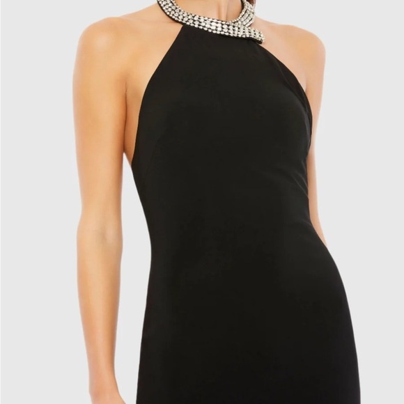 Mac Duggal 26533 NWOT HIGH SLIT HALTER GOWN W/ RHINESTONE ACCENTS - Picture 2 of 8